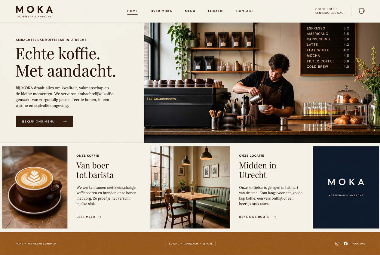 Website van MOKA Koffiebar
